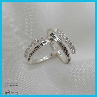 Nhẫn bạc 925 free size nữ, nhẫn đính đá khắc thần chú Gate - Hiên Nhà