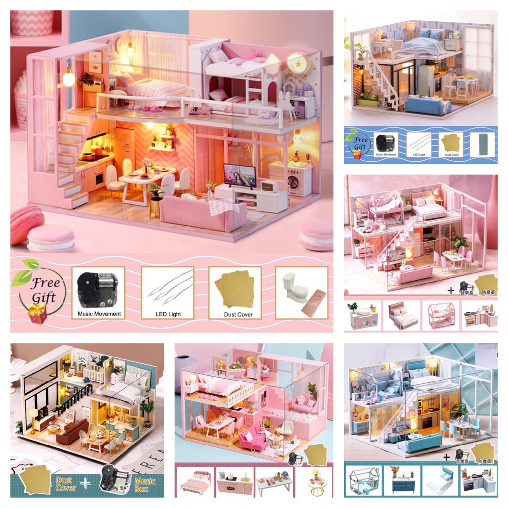 ( SIÊU RẺ) Mô Hình Lắp Ghép Thủ Công Nhà Gỗ DIY : Những Căn Nhà Biệt Thự Mơ Ước - Phụ Kiện Đầy Đủ