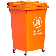 Thùng rác nhựa 60 lít vàng - Thùng rác công cộng 60 lít có bánh xe - Thùng rác công nghiệp 60L - Thùng rác y tế 60 lít