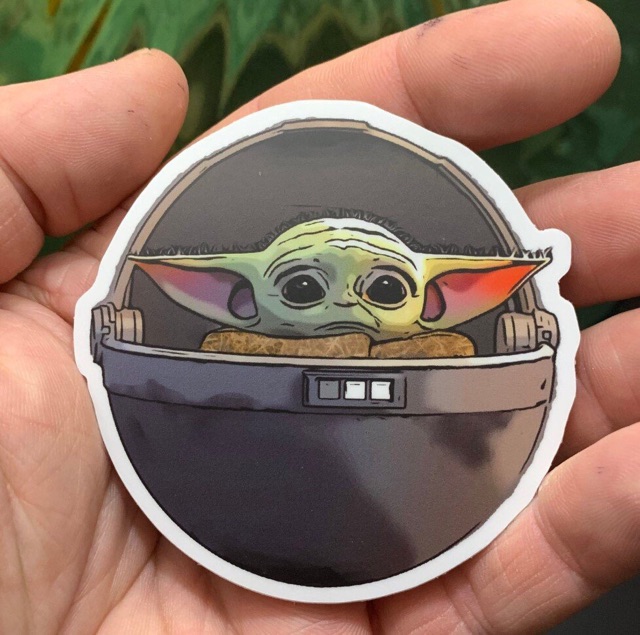 Sticker baby yoda set 30-50 cái ép lụa/ hình dán baby yoda