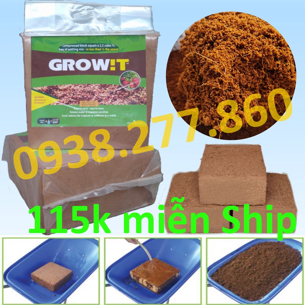 Mụn xơ dừa GORW!T CoCo Coir Mix - Grow !T Hàng xuất khẩu Châu Âu, Mỹ, Canada - Giá thể trồng cây