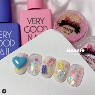Nail box Bestie charm tim + gấu style Hàn, kim tuyến cực xinh xắn dễ thương