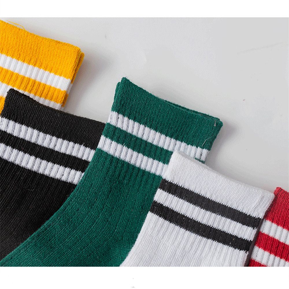 Tất thể thao bằng cotton màu trơn kẻ sọc thời trang Nhật Bản