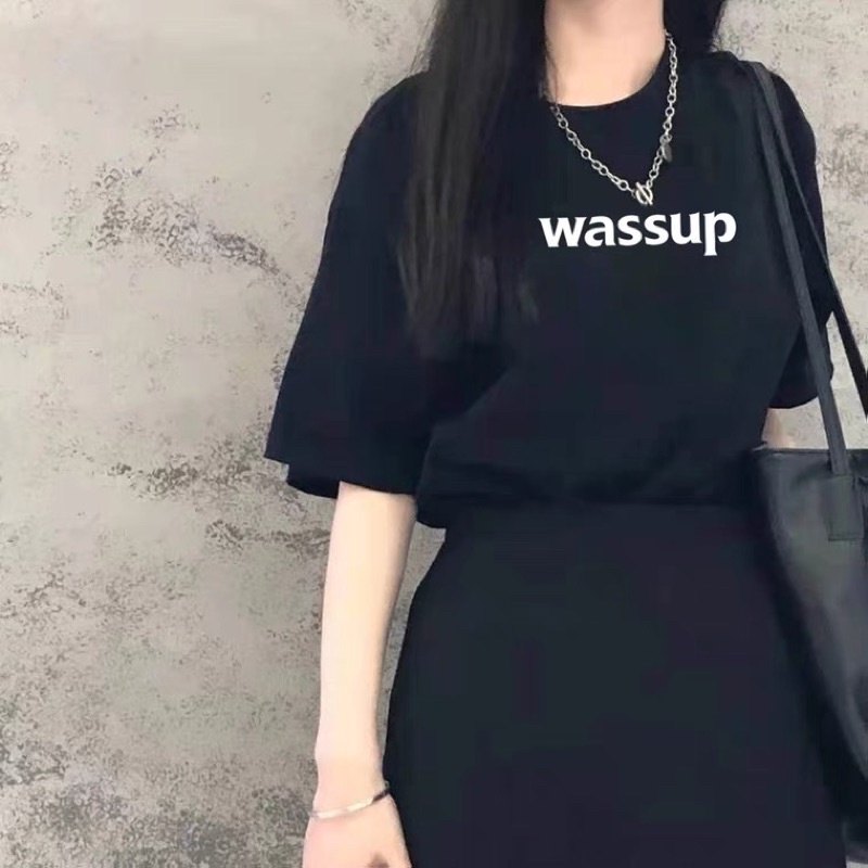 Áo thun nam nữ unisex-Áo phông WASSUP phom rộng tay lỡ dành cho nam nữ