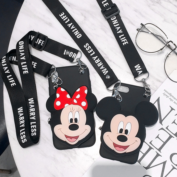Ốp Điện Thoại Mềm Có Ví Khóa Kéo Hình Mickey / Minnie Cho IPHONE 14 13 PRO MAX 12 MINI 11 5 SE 2020 6 S 7 8 + XS MAX XR