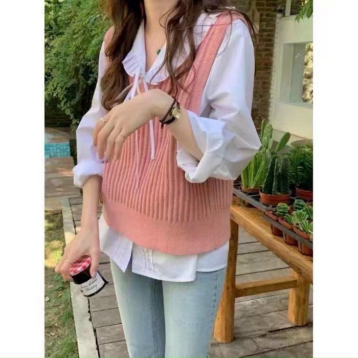 [ẢNH THẬT]  Áo Gile Len Đan Hàn Quốc Unisex Trơn Nhiều Màu Phong Cách Vintage Nam Nữ Năng Động Form To