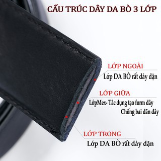 Thắt Lưng Da Đẹp, Dây Nịt Nam VD01 Khóa Kim Loại Tự động Cao Cấp, Bản 3,5cm, Phù Hợp Mặc Quần Âu, Thời Trang Công Sở
