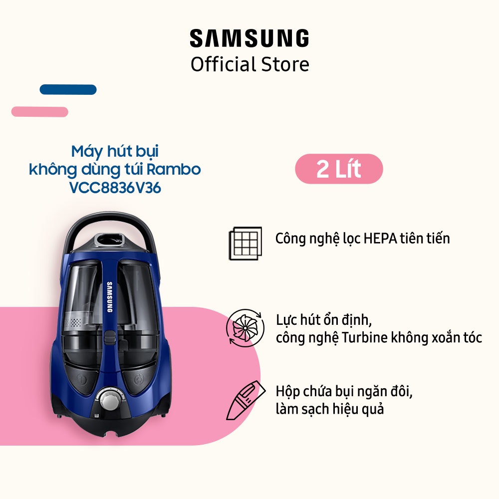 [Mã ELSAM5 giảm 10% đơn 500K] Máy hút bụi Samsung VCC8836V36/XSV 2L