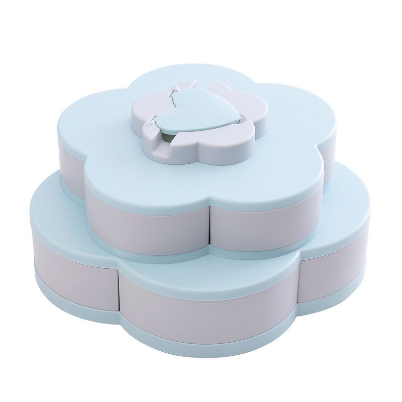 Hộp Đựng Mứt Khay Mứt Xoay, Bánh Kẹo 2 Tầng 10 Cánh Xoay Đón Tết Xuân Về