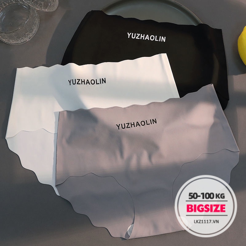 quần lót không đường may nữ lụa băng Bigsize Quần chip nữ tam giác lụa lạnh không đường may cotton đẹp cho người mập béo nữ cao cấp