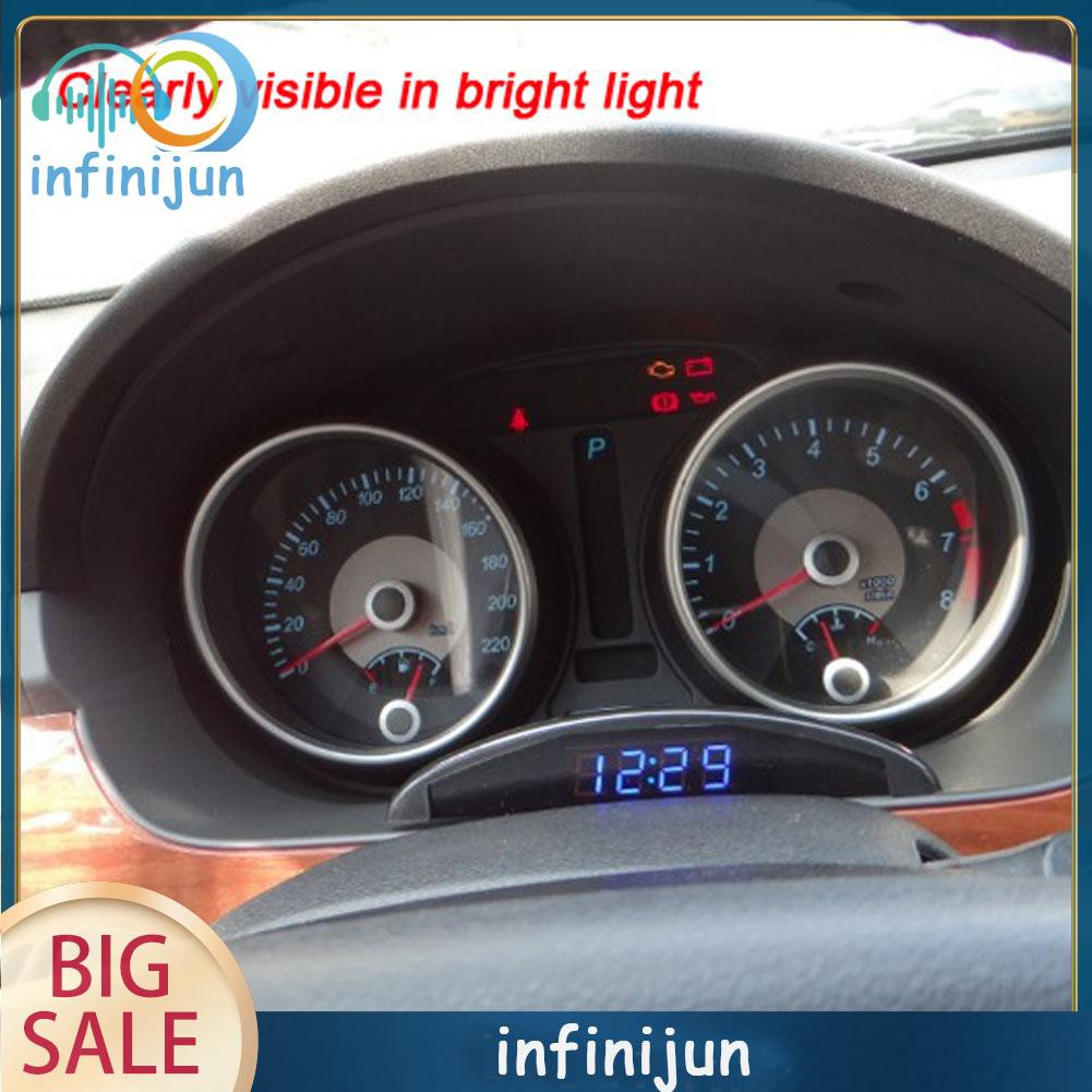 Đồng Hồ Điện Tử Hiển Thị Đèn Led 12v Cho Xe Hơi