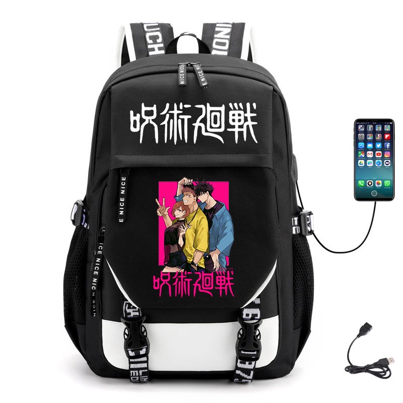 Balo Đựng Laptop in hình Jujutsu Kaisen Chú Thuật Hồi Chiến ver CHỮ DÀI anime chibi cặp sách nam nữ đi học