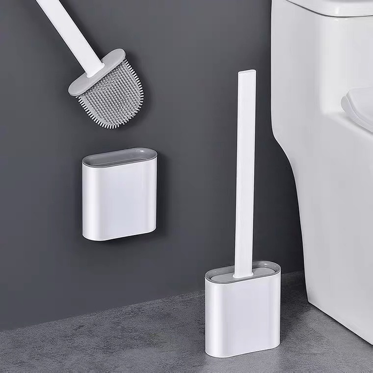 Chổi Cọ Nhà Vệ Sinh, Cây Cọ Toilet Bồn Cầu Bằng SiliCon Kiểu Mới Có Giá Đựng Dán Tường Sạch Sẽ, Tiện Dụng