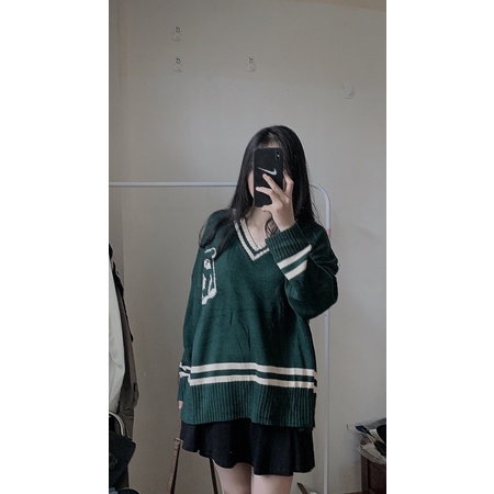 Áo len nữ cổ V phối viền style siêu xinh hàng loại 1 - hàng có sẵn