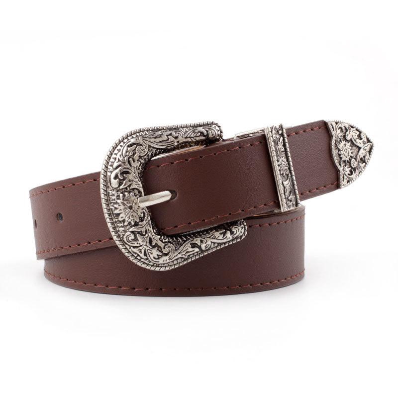 Thắt Lưng Da Khóa Kim Loại Đơn Giản Điều Chỉnh Được Phong Cách Vintage Thanh Lịch Cho Nữ
