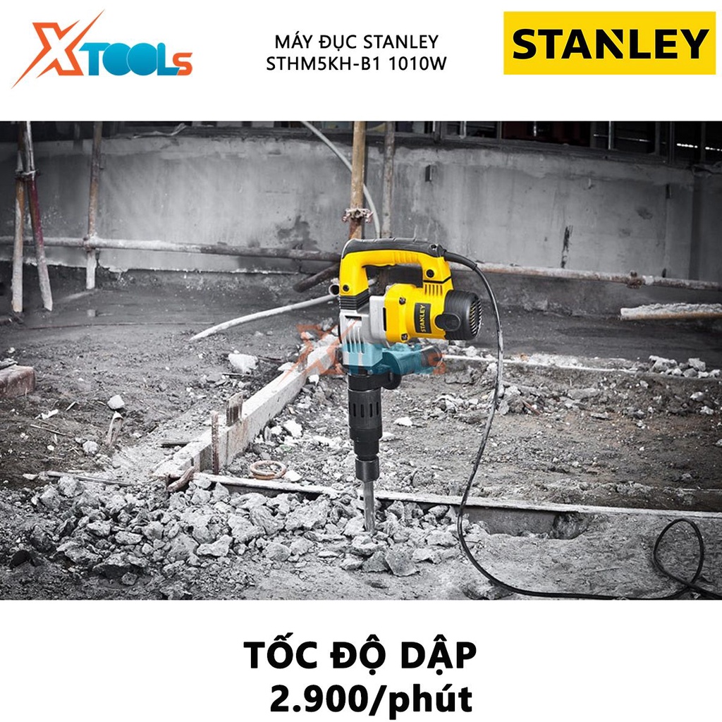 Máy khoan cầm tay STANLEY STHM5KH-B1 máy đục bê tông Công suất 1110W, Tốc độ đập 2900 vòng/phút,khoan tường hoặc bắt vít