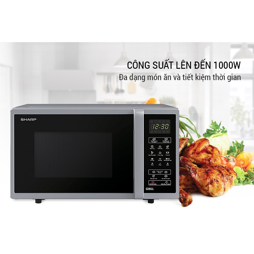 [Miễn Phí Vận Chuyển] Lò Vi Sóng Điện Tử Có Nướng SHARP R-G372VN-S (23 Lít) - Hàng chính hãng