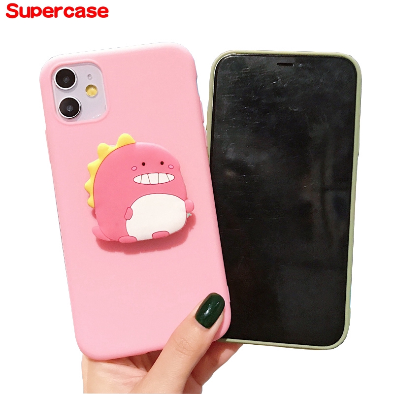 Cute Dinosaur Phone Case For Xiaomi Redmi 4A 4X 6 Pro 5 Plus Note 4 4X Mi 10 Pro A3 A2 Lite mix 3 2s 2 9 8 SE Soft Case With Holder Stand Carton Couple Soft Tpu Cover