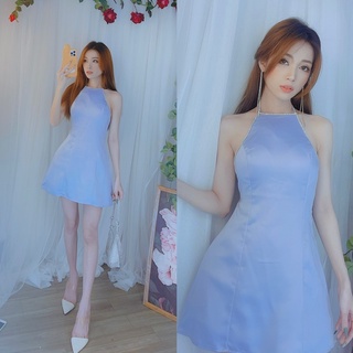 Đầm Yếm Hở lưng Viền đá Phi Lụa tK Loại 1