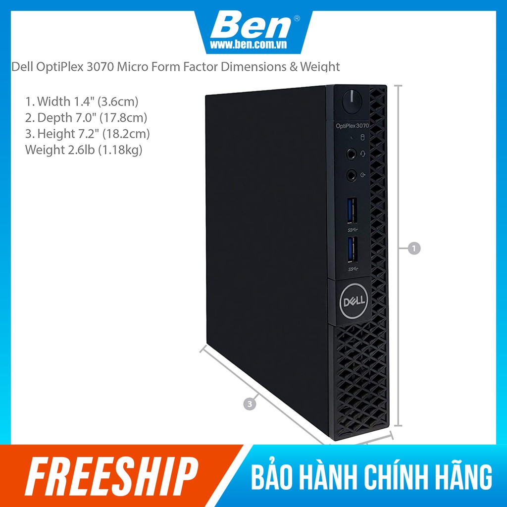 Máy tính PC Dell OptiPlex 3070 Micro (42OC370003)/ Intel Core i5-9500T (2.2GHz, 9MB)/ Ram 4GB/ 500GB HDD/ Intel UHD 630/