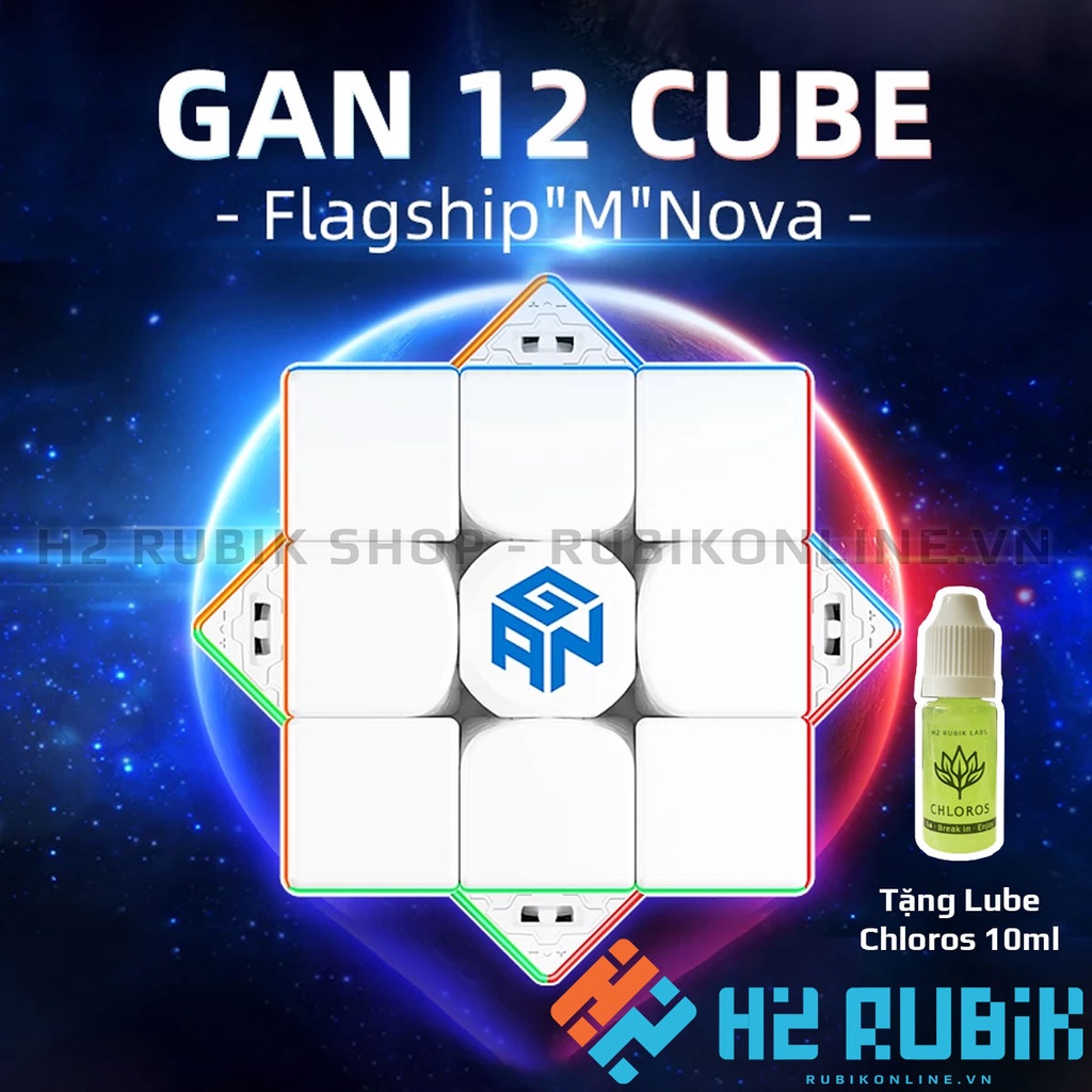 Rubik 3x3 GAN 12 M MAGLEV LEAP Rubik cao cấp có nam châm tự điều chỉnh hãng GAN Cube Tặng Lube Chloros 80k