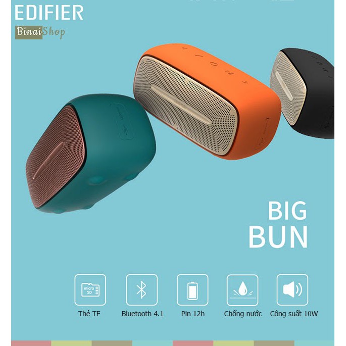 Edifier BIG BUN - Loa Bluetooth Chơi Nhạc Liên Tục 12h,