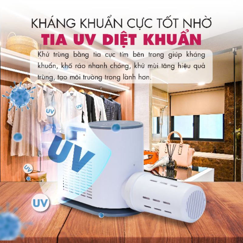 Máy Sấy UV diệt khuẩn Quần Áo, Giày, sưởi Chăn nệm mùa lạnh Mishio MK308 - Hàng Chính Hãng