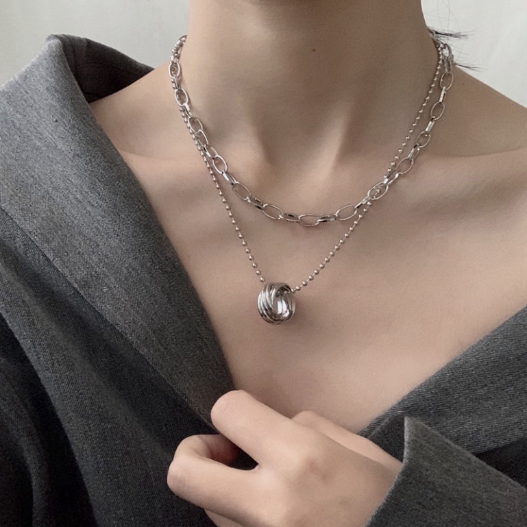 Dây chuyền chuỗi xích hai lớp phong cách Hàn Quốc cho nữ DC59
