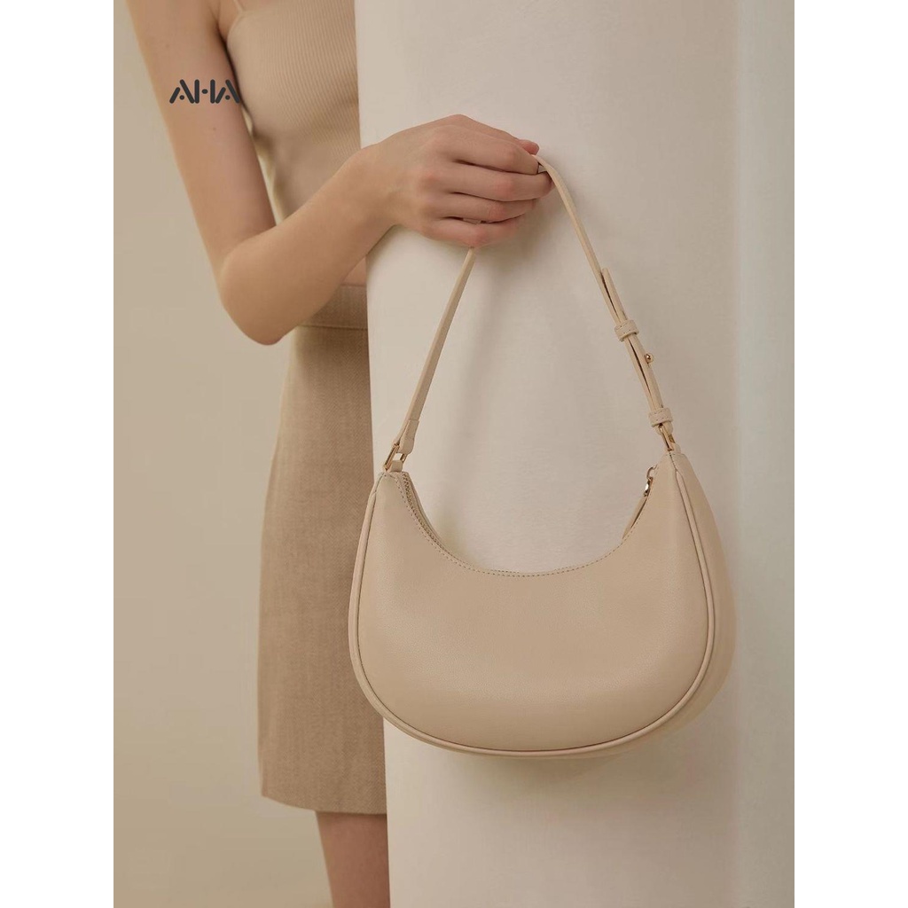 Túi đeo vai AHA official thiết kế hình bán nguyệt phong cách cao cấp cho nữ