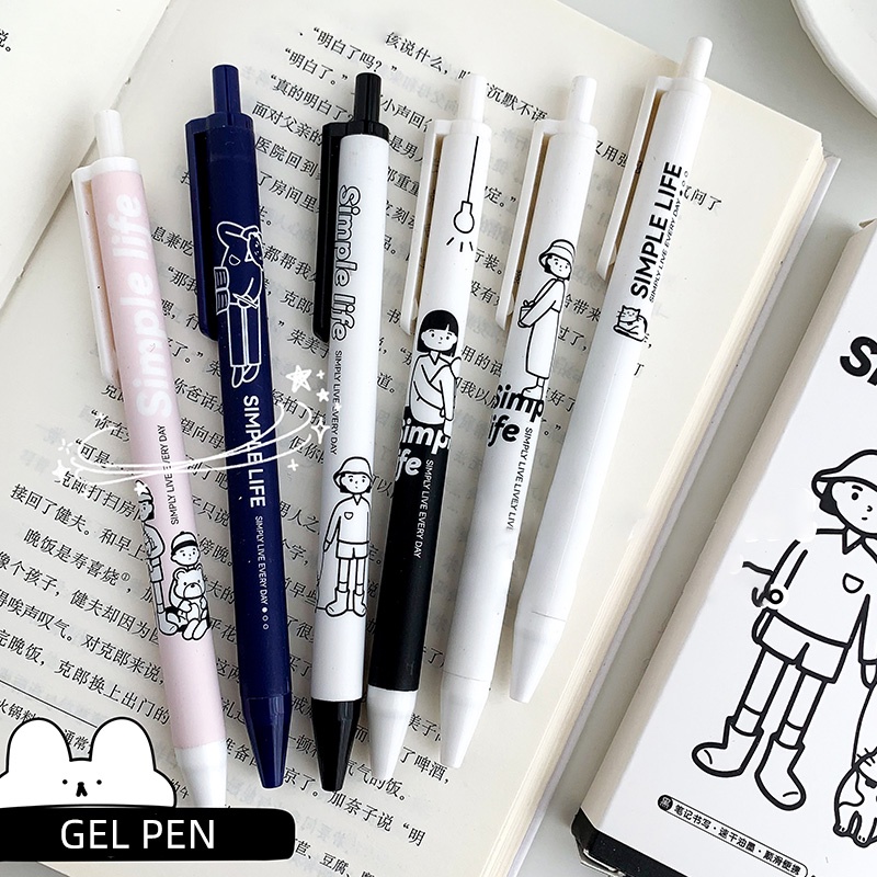 Set 6 Bút Bi Mực Đen 0.5mm Thiết Kế Đơn Giản