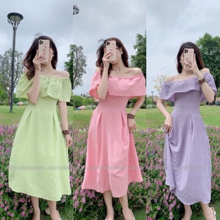 Váy trễ vai dáng dài, Đầm maxi tiểu thư V17