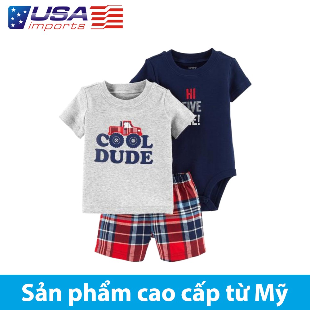 Set 3 món áo liền quần kèm quần short Car-tờ Auth Từ Mỹ (16650710)