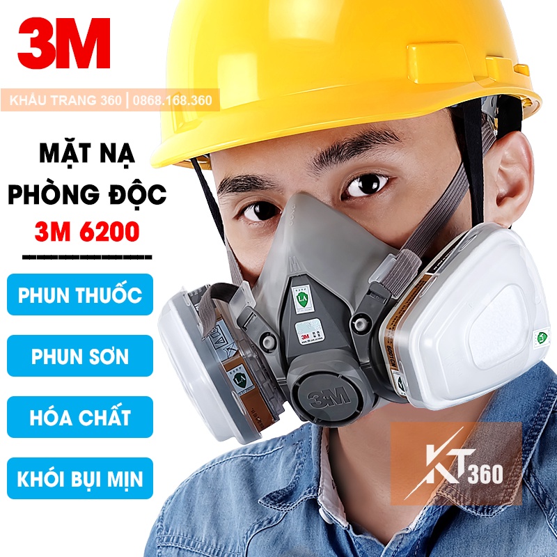 Mặt Nạ 3M 6200, Chống Độc Sơn - Thuốc Trừ Sâu - Hóa Chất - Bụi Mịn.