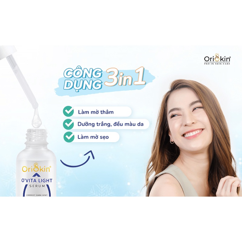 Serum Mờ Thâm Trắng Da Kiềm Dầu Se Khít Lỗ Chân Lông Oriskin O’vita Light Serum 30ml