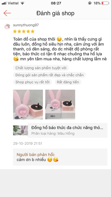 ❤️ FREE SHIP  Đồng hồ báo thức đa chức năng thỏ con dễ thương(hàng có sẵn).