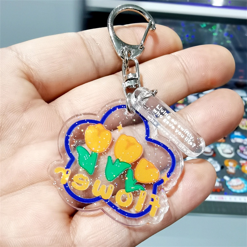 Móc Khóa Nhựa Mica Hình Hoa Tulip Nhiều Màu Sắc