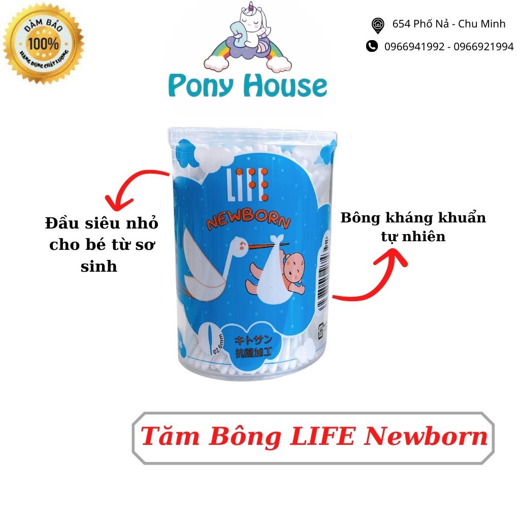 Tăm Bông Life Newborn Thân Giấy Đầu Siêu Nhỏ Kháng Khuẩn Cho Bé Từ Sơ Sinh Hộp 200 Que