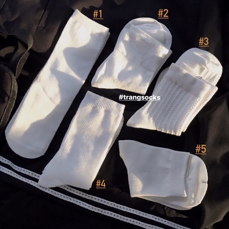 Tất tone màu trắng cao cổ  - Trangsocks