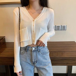 áo len mông cardigan dài tay phối 2 túi (2266#)