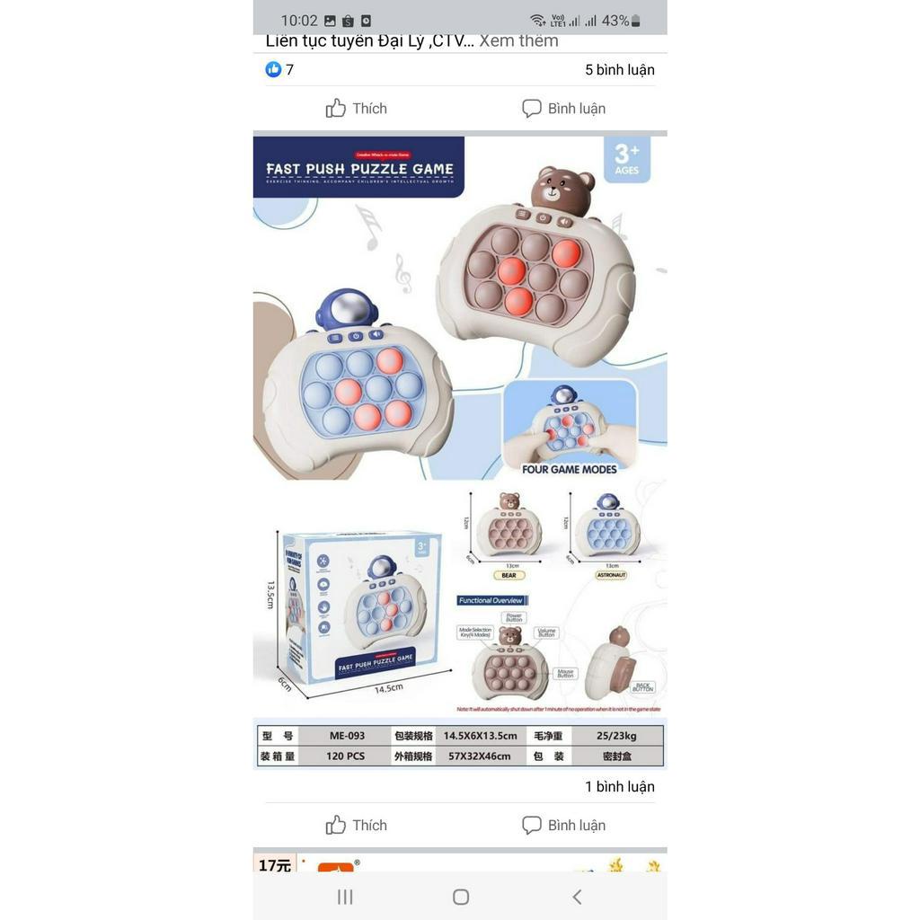 Đồ chơi Pop it thế hệ mới - máy chơi game pop it giải trí bấm nút theo đèn nhạc với nhiều level