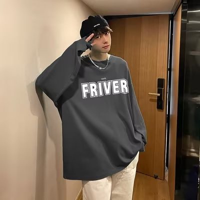 Áo Thun Tay Dài Dáng Rộng In Chữ Phong Cách Hip Hop Đường Phố Hàn Quốc Thời Trang Cho Nam Và Nữ size M-5XL