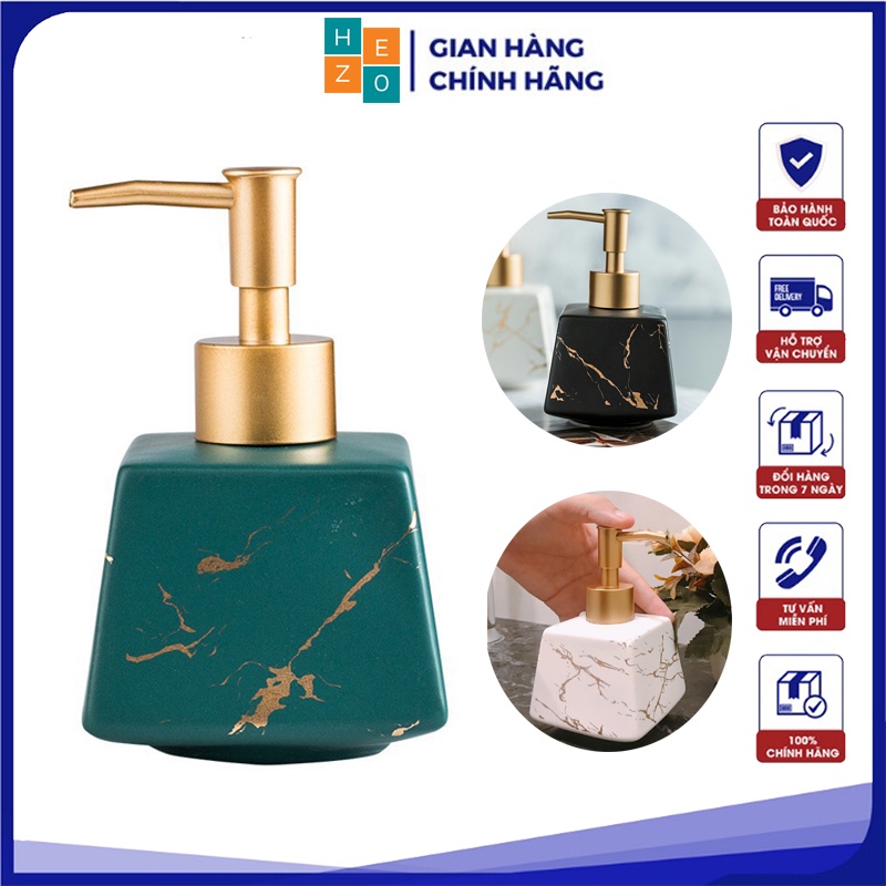 Chai đựng dầu gội, đựng nước rửa tay 260ml . Chai đựng có vòi nhấn, chất liệu gốm sứ sang trọng