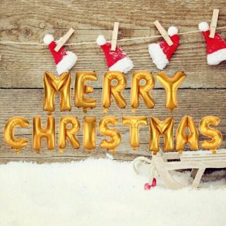 Bóng bay chữ merry christmas màu vàng