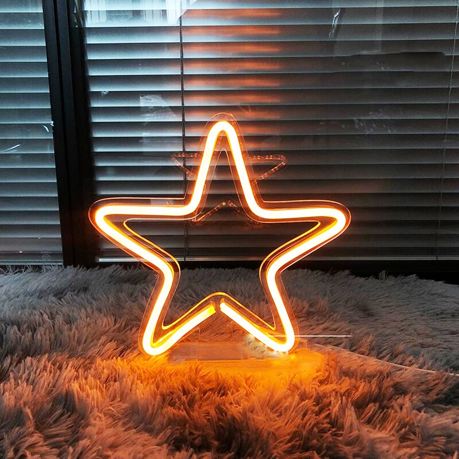 Ngôi sao đèn led neon sign, Món quà í nghĩa trang trí phòng, nhà đa dạng màu sắc