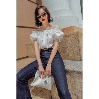 Sơ mi cotton lụa trễ vai-HBSM789
