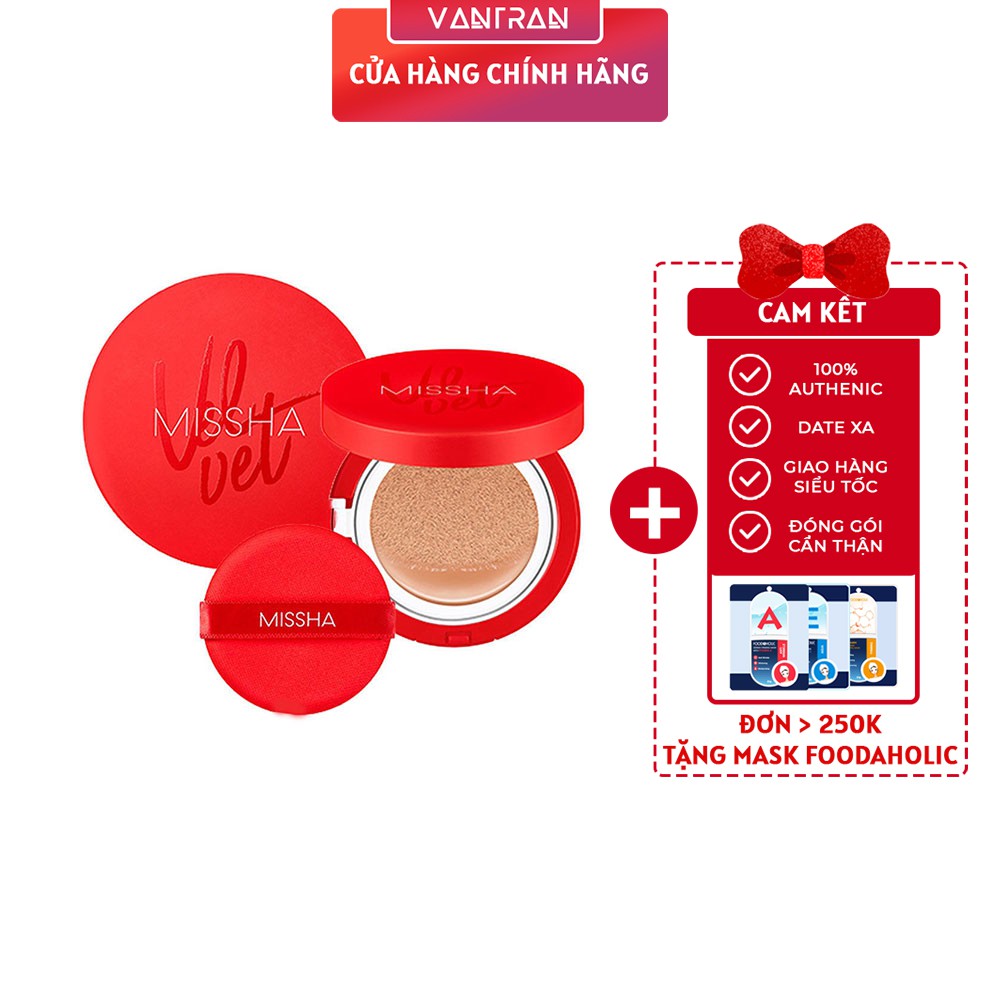 Phấn Nước Mỏng Mịn, Che Phủ Tốt, Lâu Trôi Missha Velvet Finish Cushion SPF50+ PA+++ 15g