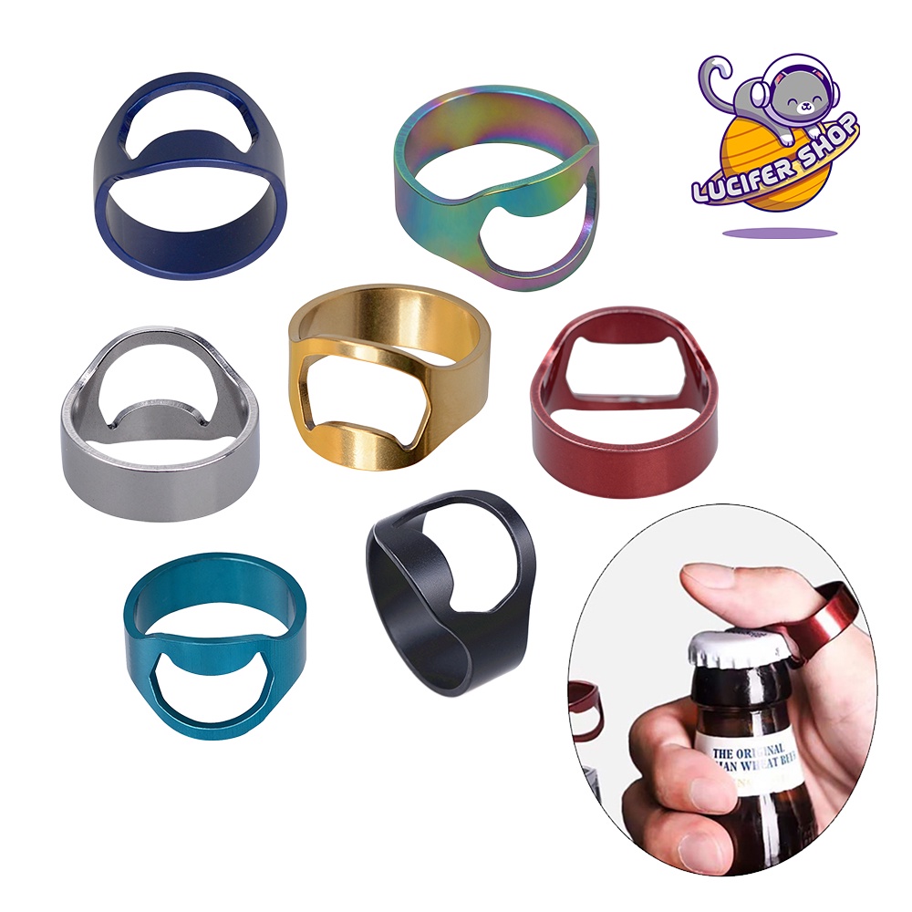 Nhẫn khui mở nắp chai bia unisex nam nữ cao cấp titan mạ kim loại