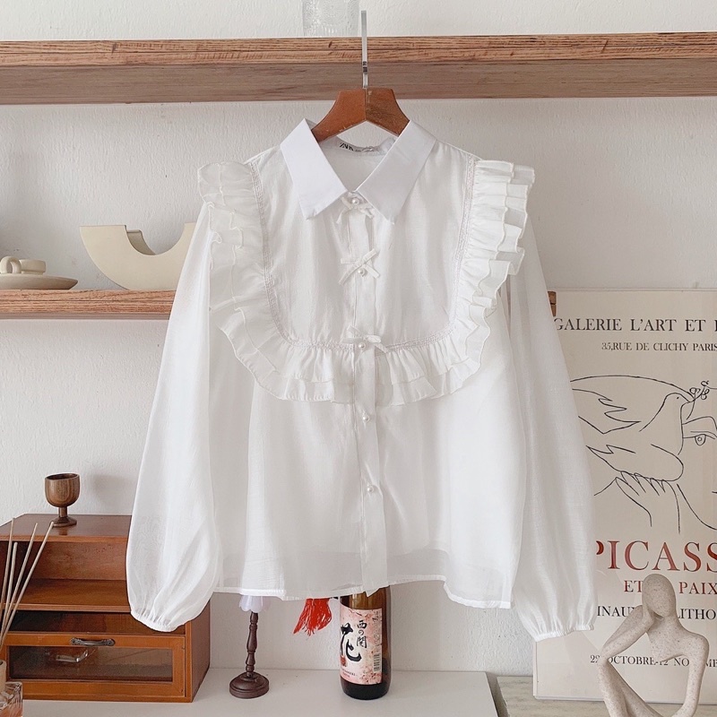 [Mã SKAMFSW175 giảm 10K đơn 50K] áo sơmi nữ MyDoo dài tay tiểu thơ xinh xắn - SMB04 | BigBuy360 - bigbuy360.vn