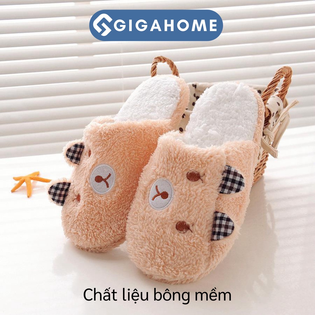 Dép Bông Đi Trong Nhà GIGAHOME Hình Gấu Đáng Yêu, Giữ Ấm Đôi Chân 3622