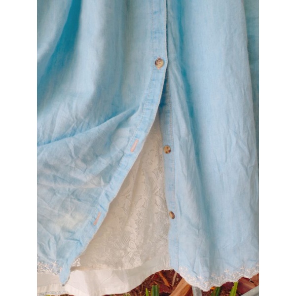 CHÂN VÁY XÔ NHẬT JEAN GIẤY NÚT